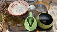 Glassware, traylot, bowls, cups and pot
