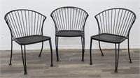 3 metal barrel back patio side chairs