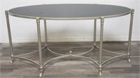 Metal base w/ glass insert oval table