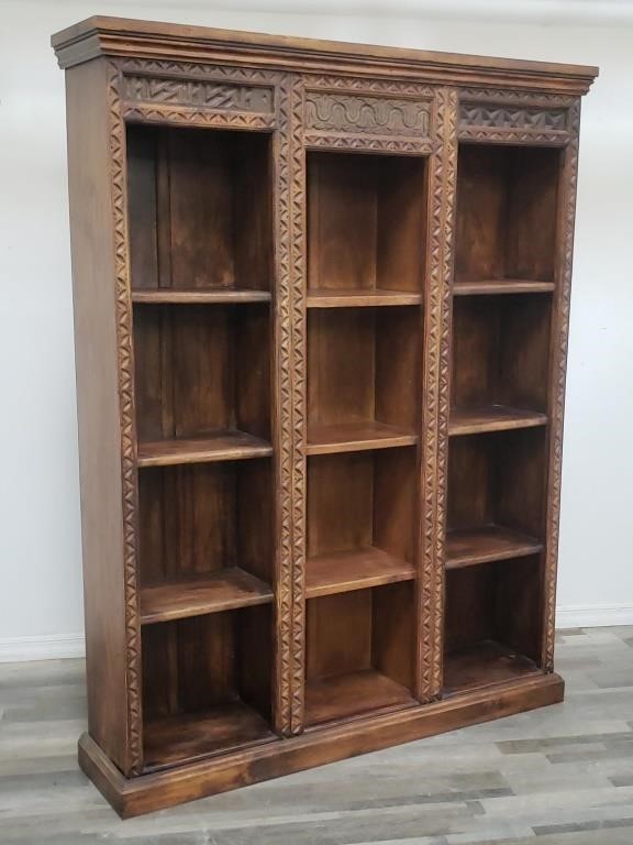 Vintage carved wood bookcase