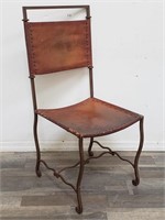 Vintage leather & wrought iron chair