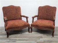 Pair of upholstered fauteuil chairs