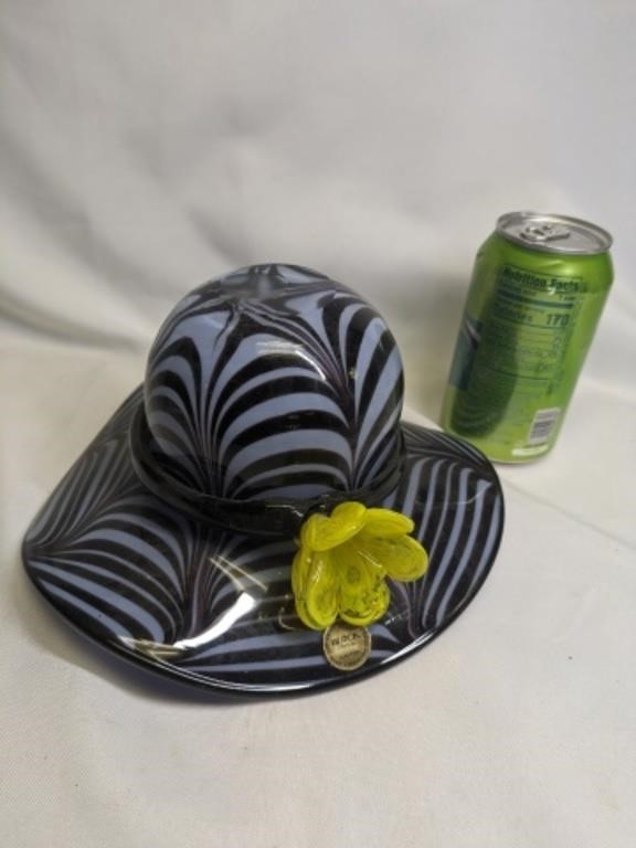 Murano Style Art Glass Hat Bowl 8 1/2" long