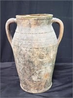 Vintage pottery handled vase, 13 1%4" h. x 10"