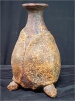Terracotta turtle vase with turtle-head feet