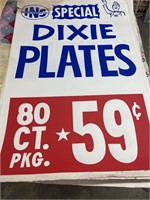 Vintage Paper Grocery Store Display Dixie Plates
