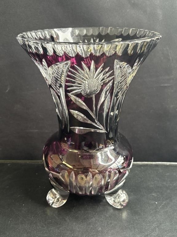 Bohemian-style red crystal vase