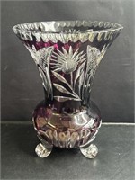 Bohemian style red crystal glass vase