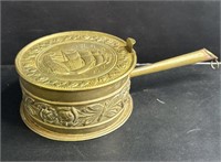 Antique English brass bed warmer