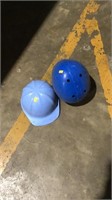 Blue helmet hardhat and football