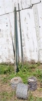 Three 8' Steel Posts & 2 1/2 Rolls of Barbed Wire