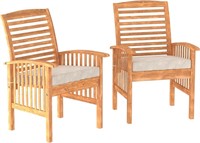 Solid Acacia Wood Outdoor Dining Chairs, 2 CT
