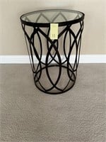 Metal Glass Top Round Side Table