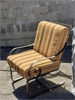 Outdoor wrought iron rebound chair w/ cushions