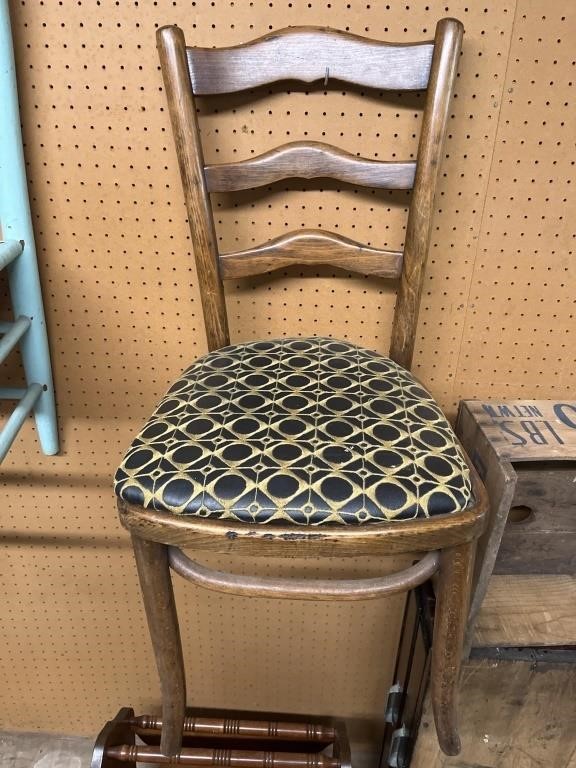 Vintage wooden sitting chair black and gold