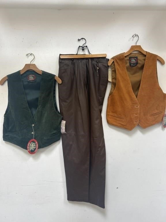 3 new Vintage leather goods- pants and vests