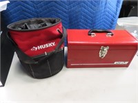 (2) Tool Box~Canvas Carry Bag 16"metal & 10" Husky