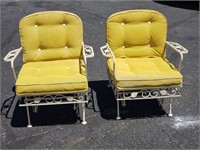 Pair of outdoor iron glider chairs