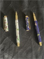 Pair of vintage Chinese cloisonné pens