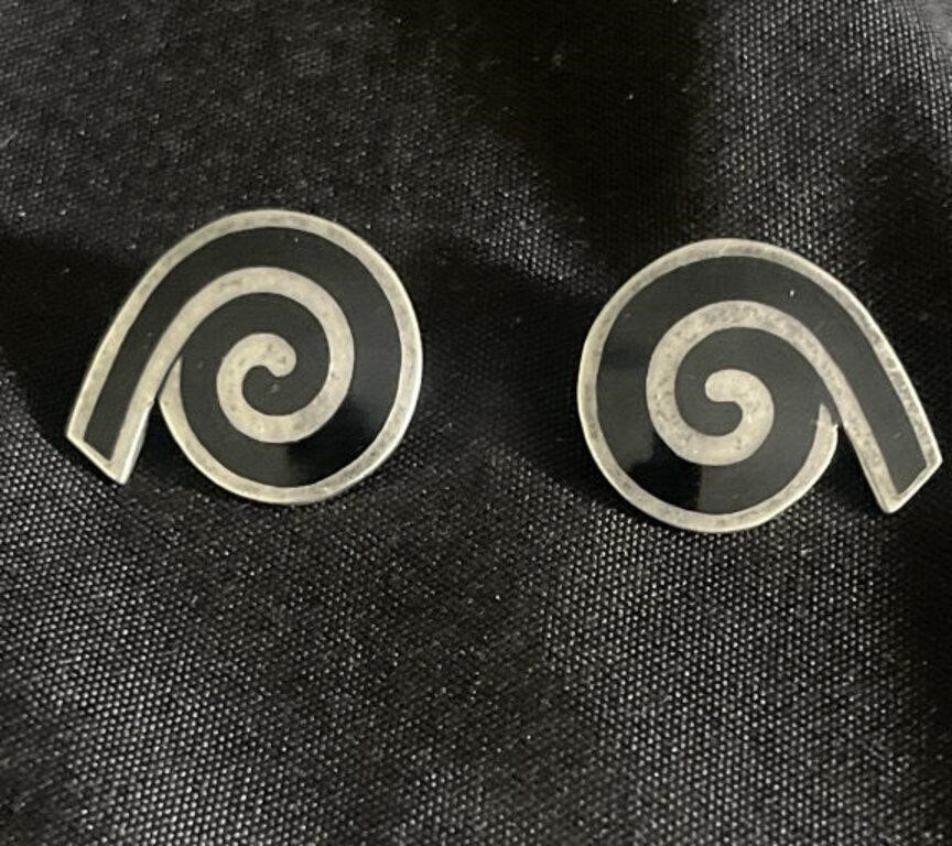 Vintage Taxco style sterling earrings