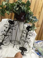 Wrought Iron Planter and 2 Wall Sconces