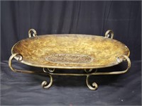 Metal center piece bowl on permanent stand,
