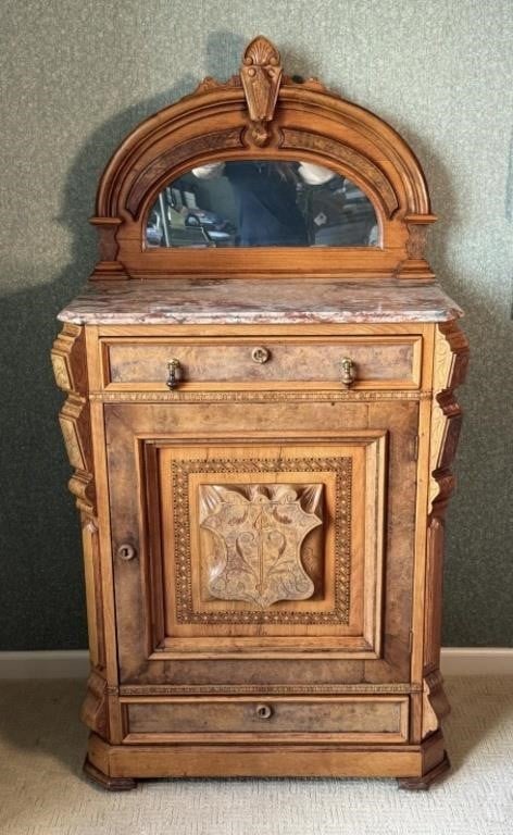 Awesome Victorian Eastlake Marble Top Cabinet