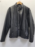 Leather motorcycle jacket with sleeve zippers