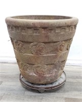 Aztec style terracotta plant pot