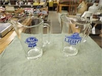 Schlitz & Pabst Blue Ribbon Glass Beer Pitchers