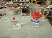 Michelob & Schmidt Glass Beer Pitchers