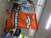 28"x36" Broncos Nylon Flag on wood flagpole
