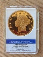 1849 Liberty Head Double Eagle 24k gold layered