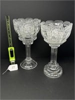 Pair of Lead Crystal Candle Holders 14"H