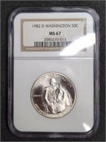 1982-D Washington Silver Half Dollar Coin NGC MS67