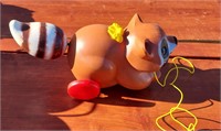 Vintage 1970s fisher price Raccoon pull along toy