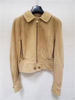 Suede Coach jacket with brass zipper and closures