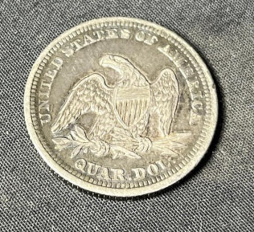 U.S. 1851 Seated Liberty Silver quarter dollar