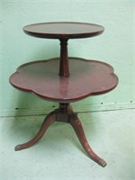 Mahogany Two-Tier Dumbwaiter Pedestal Table
