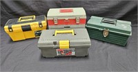 Group of four plastic tool boxes, box lot