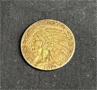 1915 Gold liberty 2 1/2 dollar coin e pluribus