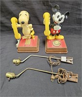 Group of two vintage telephones of Snoopy and