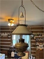 Unusual Hanging Oil Lamp (Electrified)