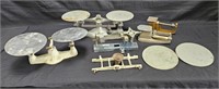 Group of antique and vintage scales and parts,