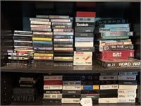 2 Shelves of VHS, CD's & Cassettes