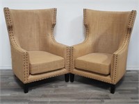 Pair of Meredith Baer Home burlap chairs