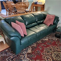 M215 Green leather couch w cushions