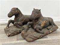 Antique Imperial Chinese wooden war horse statues