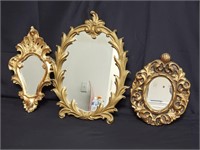 Three carved gilt wood mirrors
