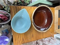 2 bowls, H P and CO.  and blue teardrop fireking